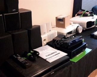 Electronics heaven!! Speakers, Playstation, Xbox, games, controllers, docks, Apple, Amazon, laptops, stereos, receivers, antennas, projectors, surge protectors, HDMI and cable, computer/gaming cameras, monitors, and MORE!!