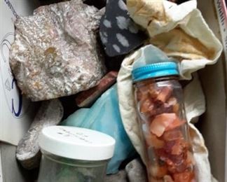 Box of various rocks.