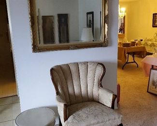 Vintage stool and Wingback chair