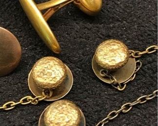 K053 Gold Cuff Links  Collar Buttons