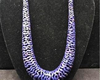 K088 Purple Graduated Wood Bead Necklace