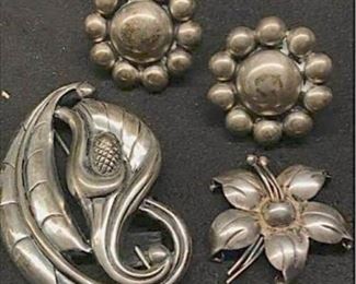 M032 Taxco Sterling Pin  Earrings