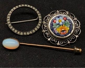 M040 Pins opal, micromosaic  Faux Pearl