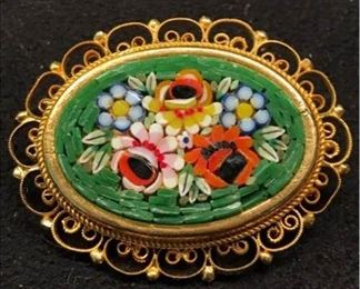 M042 Italian Micromosaic Brooch