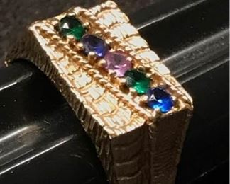 S001 Cocktail RingGold Ruby Emerald Sapphire