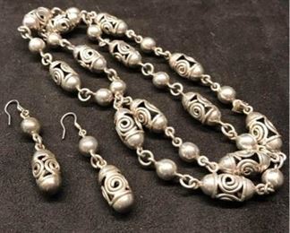 S003 Sterling Taxco Necklace  Earrings