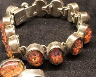 S004 Sterling Bracelet  Earrings Mexico