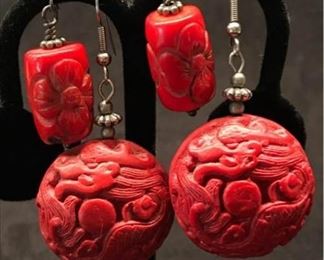 S019 Dragon  Floral Theme Earrings