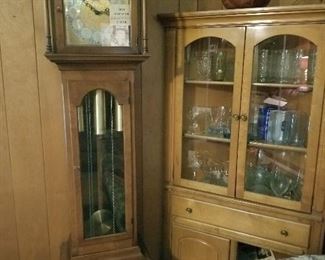Howard Miller Grandfather Clock and Corner Curio