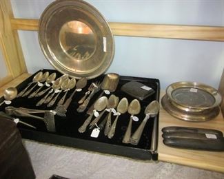 sterling silver. cigar case, souvenir spoons & dish