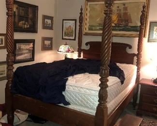 HAND CARVED CHERRY POSTER BED