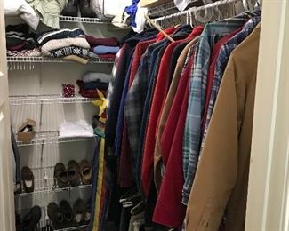 Large selection of men’s medium and large clothes and size 10 1/2 Sneakers and shoes