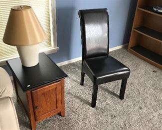 One of a pair of matching end tables with matching lamps