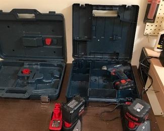 Bosch 14.4 V batteries and charger and 14.4 V drill