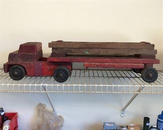 Antique wooden fire truck All original including ladders