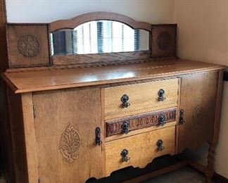 Antique  Oak Buffet Barley Twist Legs