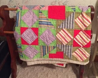 Vintage Handmade Quilts and Rack