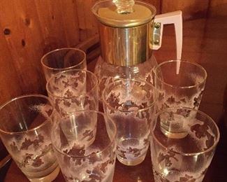Vintage Kitchen Glasses and Pitcher