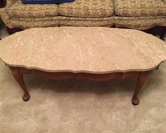 French Provincial Marble Top Coffee Table
