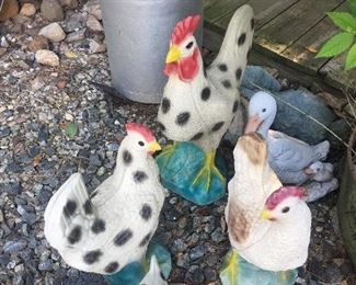 Cement Rooster/Chickens
