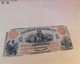 1860 Bank of Lexington, N.C. Five Dollar Note