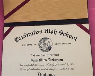 Old Lexington, N.C. High School Diploma