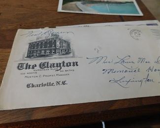 The Clayton Hotel Charlotte, N.C. Envelope