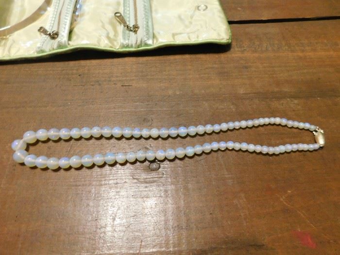14K Yellow Gold Opal Bead Necklace(73 Beads Graduated in Size)