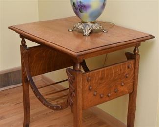 Antique Oak Parlor Table (Carved Leaves Design)
