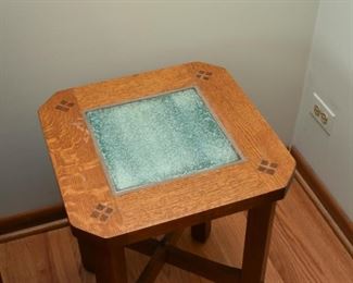 Mission Oak End Table with Tile Inset (Smaller of 2)