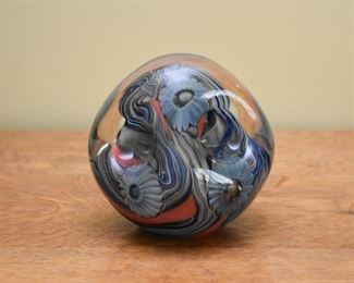 Eickholt Art Glass Paperweight, Signed