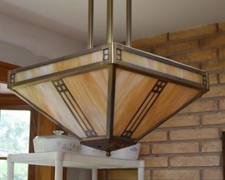 Mission Style Stained Glass Ceiling Light Fixture
