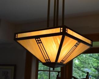 Mission Style Stained Glass Ceiling Light Fixture
