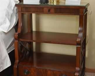 Pair of Tall Flame Mahogany Nightstands 