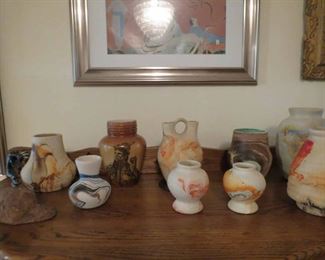 Large Collection of Nemadji Indian pottery