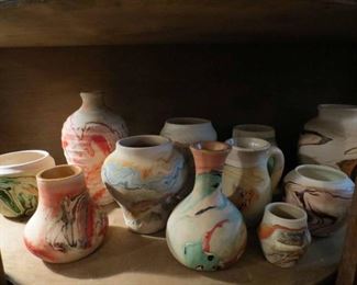 Large Collection of Nemadji Indian pottery