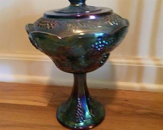 Candy dish multicolored glass antique