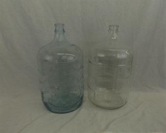 2 Antique Glass 5 Gallon Water Bottles
