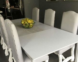 Chalk painted dining table (60 inches to 102 inches plus 6 chairs