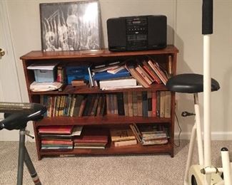 Bookcase, Lots of books some old from 1940's and Stereo (boom box)