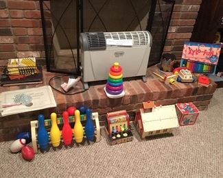 more vintage toys, and a small heater