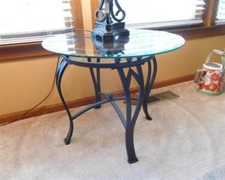 1 of 2 Glass Top Lamp Tables