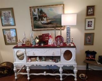 Vintage Buffet with church collection