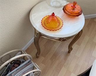 End table. Marble top.