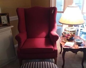 wingback chair and footstool