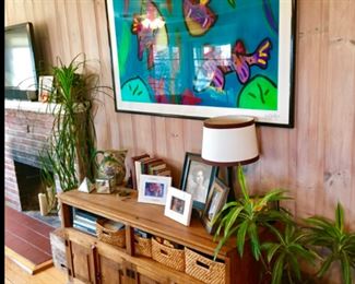 Credenza, many frames, books, etc...