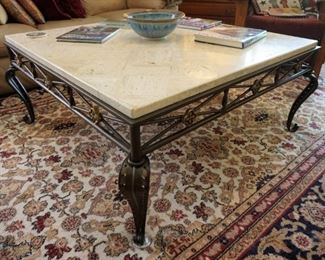 Metal and stone coffee table