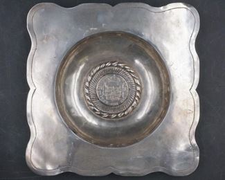 Silver tray from Peru with 1813 8 riale coin
