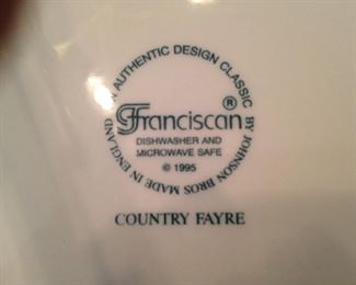 Franciscan "Country Fayre" dishes are safe in the dishwasher and microwave.