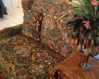 Small side table; feathered arrangement
